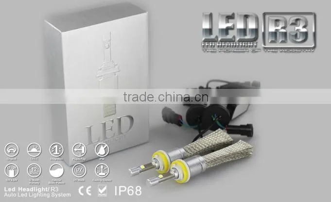 Factory super bright one pair silver 80w h11 led headlight white 6000K bulbs 9600lm h11 led car lamps