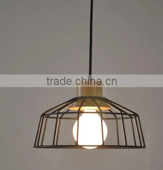 New arrival modern contemporary wooden metal pendant ceiling lighting black cage