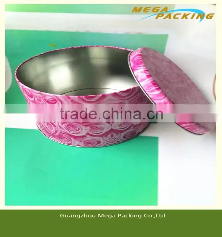 pink color metal tin box for girl's makeup tools, cosmetic tin cans