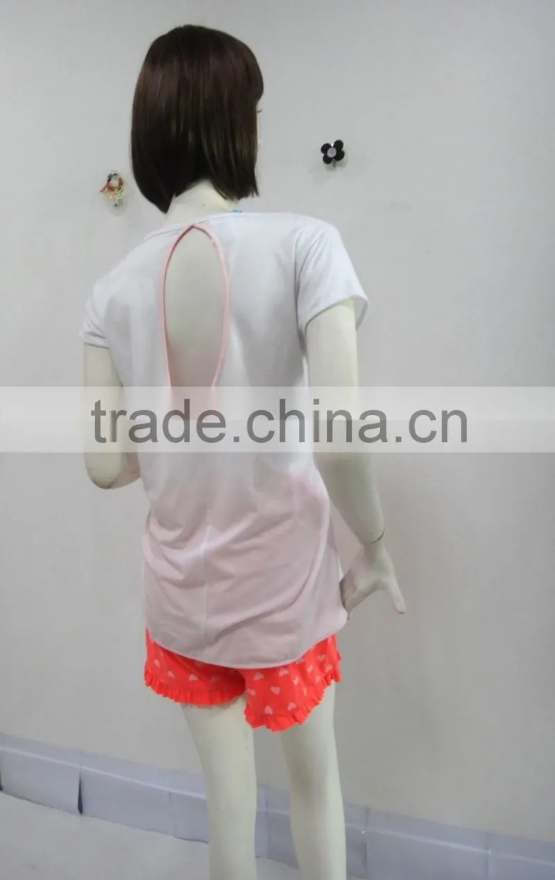 Leisure simple Behind the small sexy with refreshingly loving heart shorts pajamas women