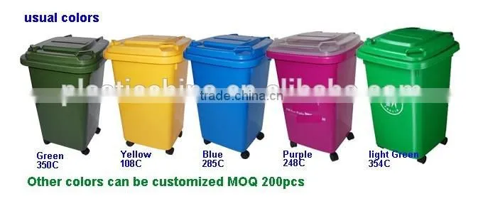 50L outdoor plastic PP 13 gallon trash can with wheels