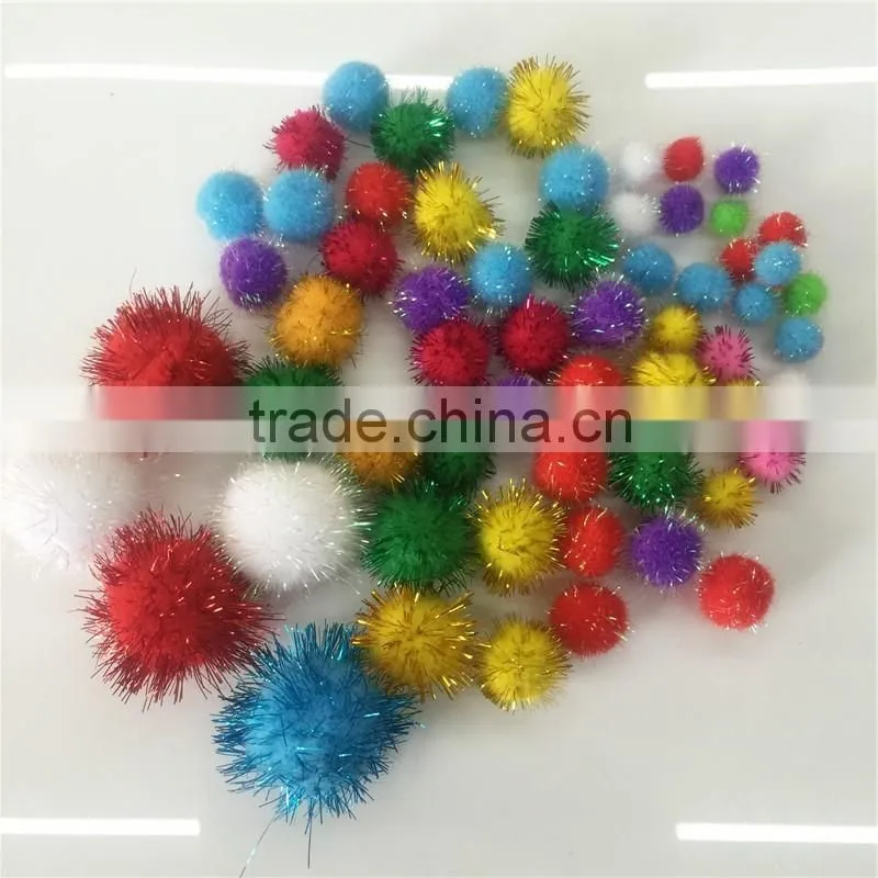 Factory supply DIY crafts polypropylene glitter pompoms suits toys for kids or wedding party decoration
