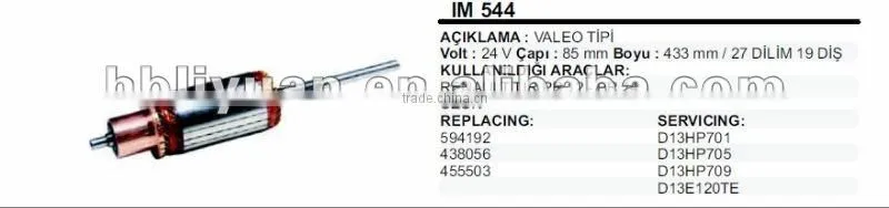 24V VALEO starter armature 594192,438056,455503