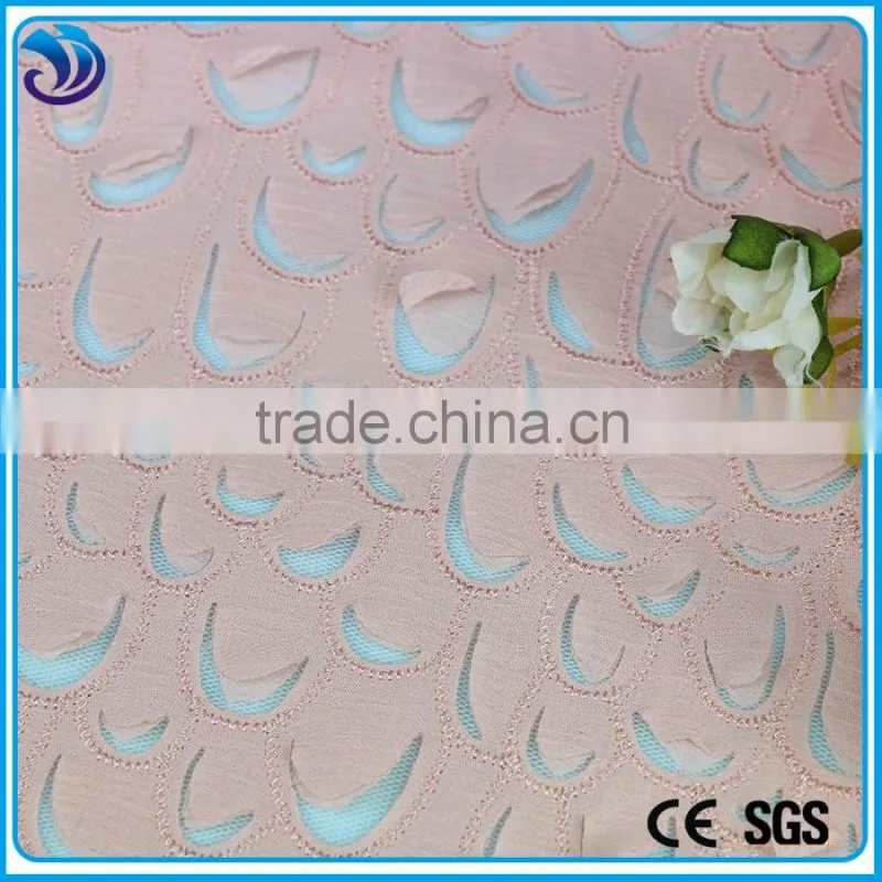 wholesale polyester chiffion mesh laser embroidery fabrics used for dressing