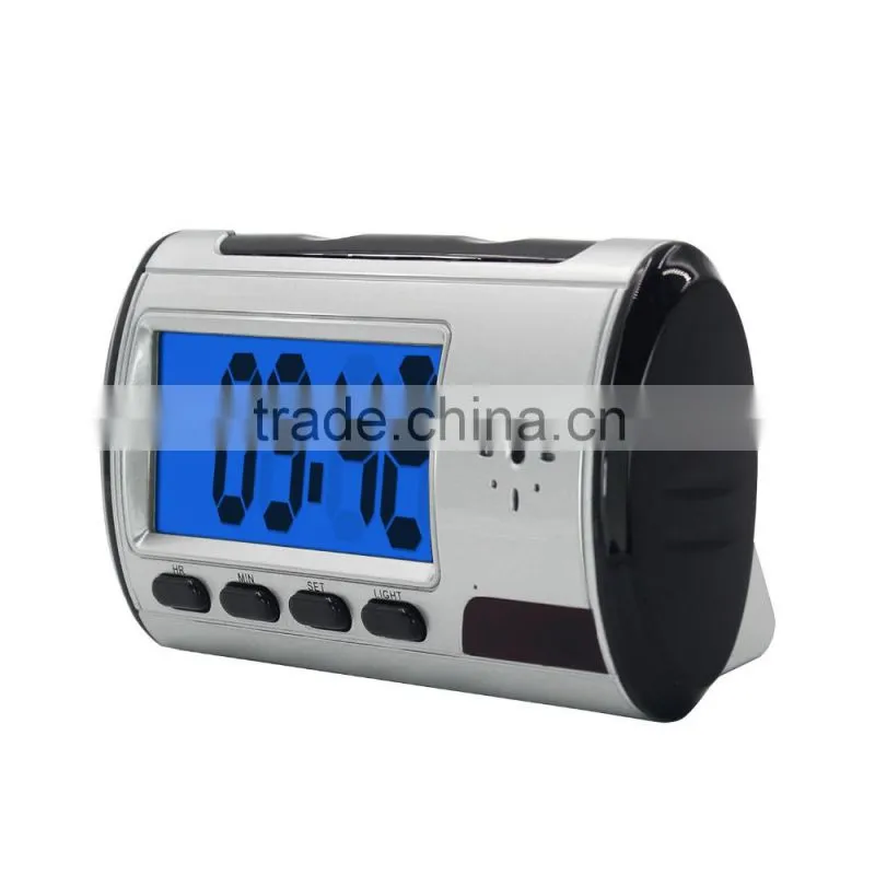 factory price wide angle 640*480 resolution clock with remote control mini spy nanny camera