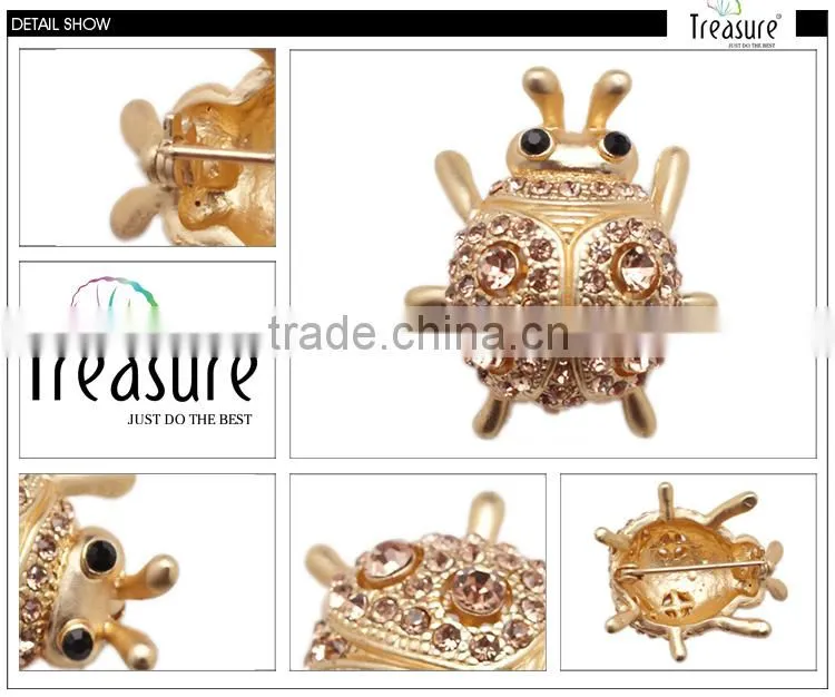 Best price jewelry ladybug golden alloy with rhniestone brooch jewelry