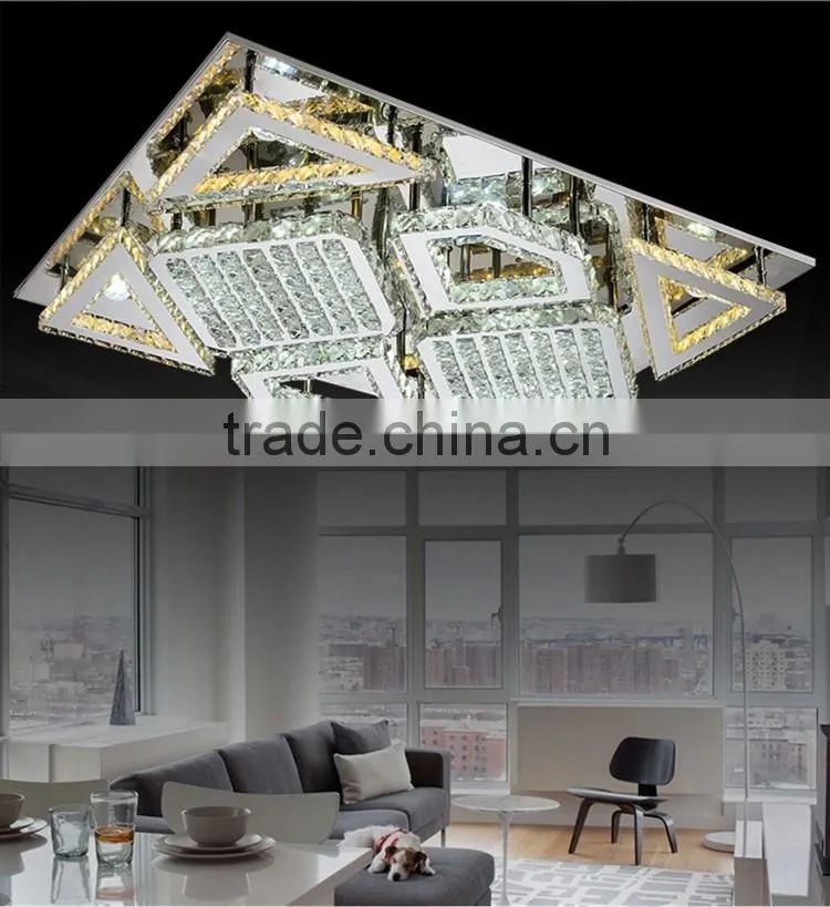 Square Stainless Steel Crystal Ceiling Light SMD5730 220V Crystal Ceiling Decoration Light
