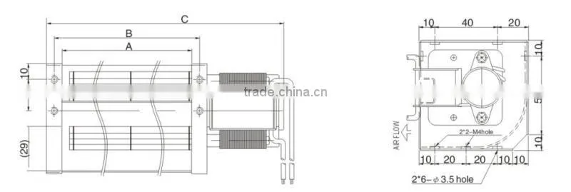 230V AC Tangential Cooling Fan/Cross Flow Cooling Fan 220/240v 50*420mm