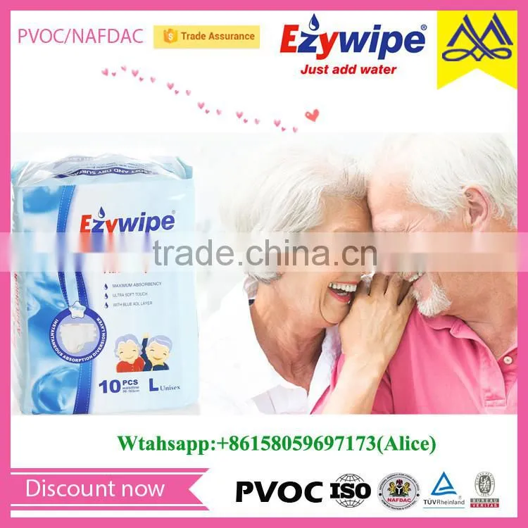 Soft cotton 3D leak-guard adult diaper, PE film good adult nappy, super absorbency cheap adult diaper