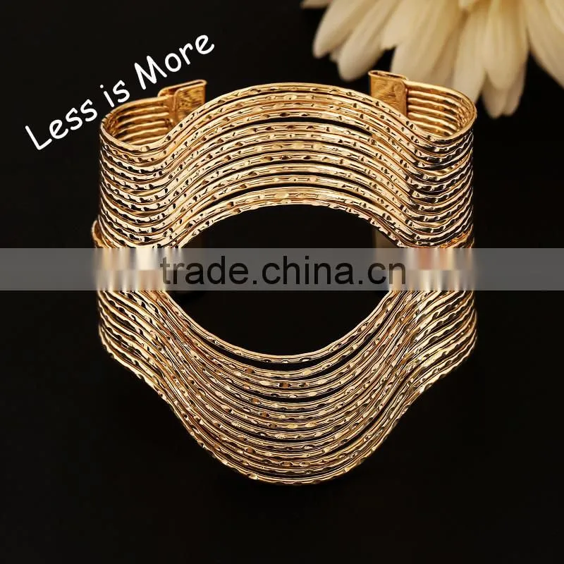 OEM wholesale jewelry copper alloy gold fashion cuff bracelet