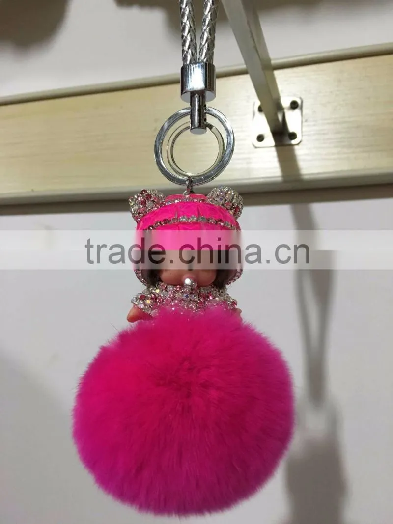Popular new design real fur mengqiqi keychain