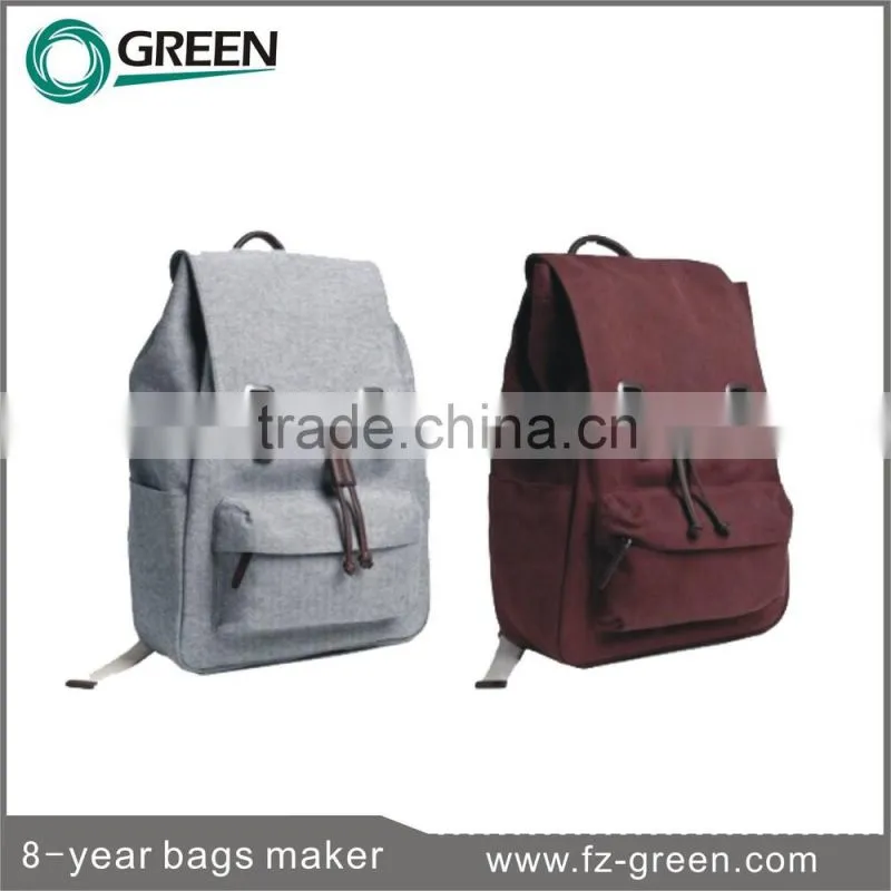 2015 newest style school canvas backpack for teens manufacturer china