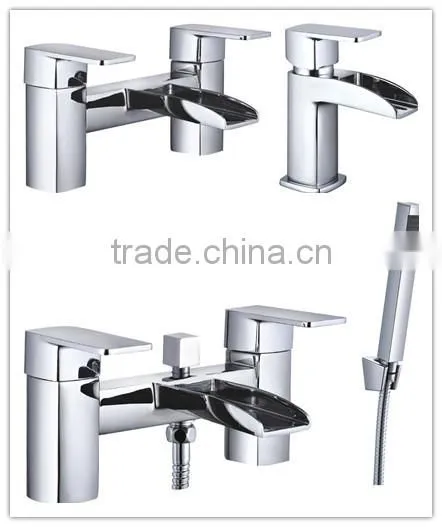 waterfall open spout deck mounted basin mixer tap
