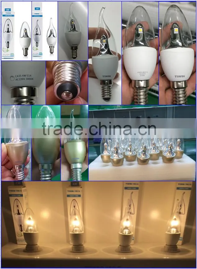 China factory TIWIN 4W 3000k e14 led candle light with CE ROHS TUV GS