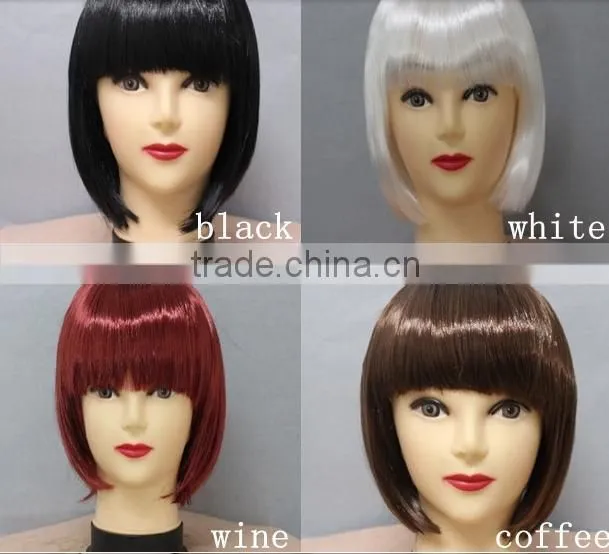 Short Synthetic Wig Mixed Colors Machine Made Lace Wigs Accept Samll Order