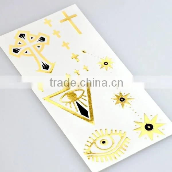 Wholesale dazzling metallic temporary tattoos gold body art tattoos waterproof fake jewelry tattoos manufacturer