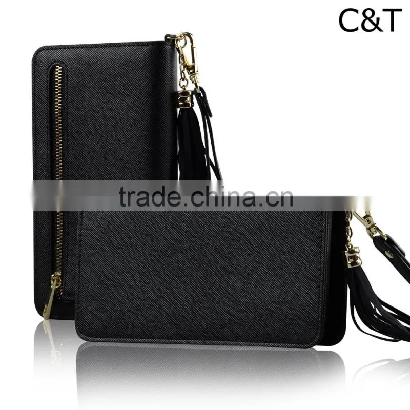 C&T Detachable Strap PU Leather Wallet Handbeg Protective Smartphone Shell for IPhone SE
