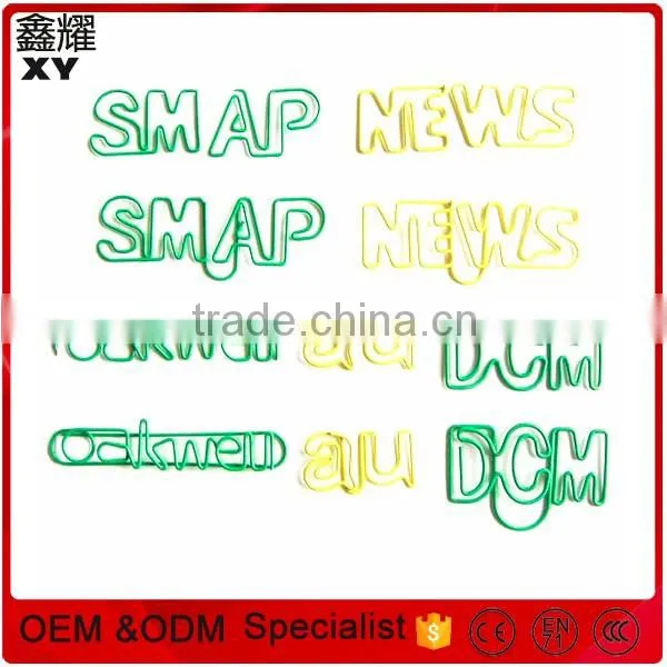 Customer design colorful letter N shape paper clips