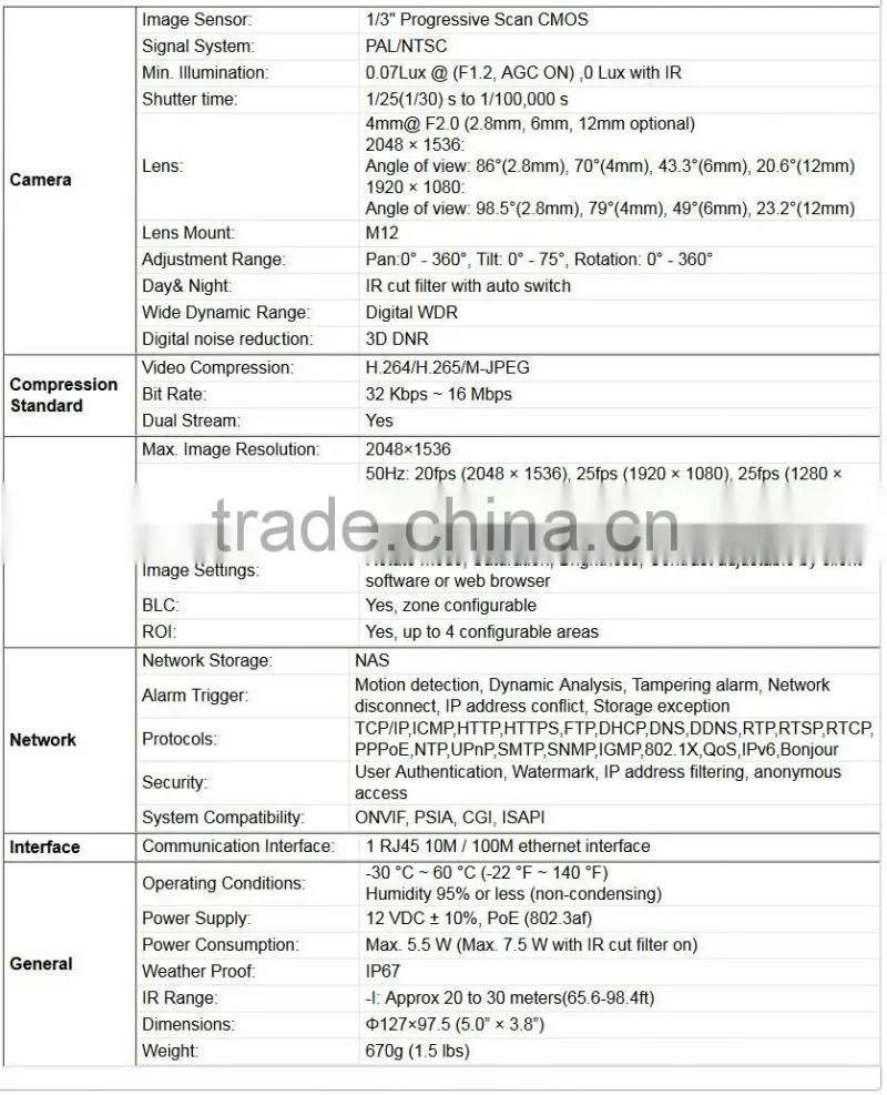 china brand factory street camera dahua DS-2CD2335-I hot selling