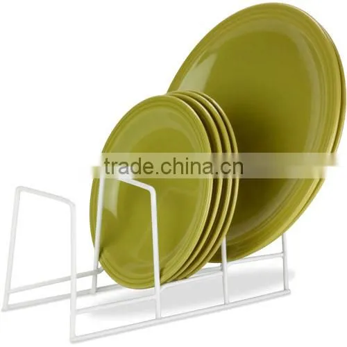 Kitchen Use Epoxy Coated White Cabinet Plate Rack/ Dish Rack and Lid Holder