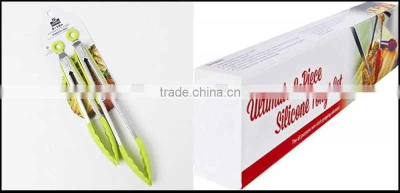 Durable Stainless Steel Silicone BBQ Tongs