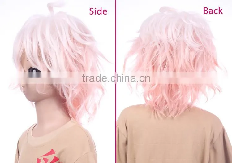 New design high heat-resistant pink/blue/green/yellow synthetic japanese hot cosplay wig