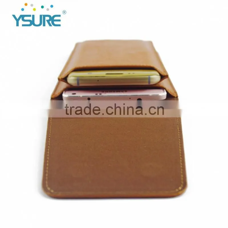 2016 Hot Sales New Style Double Pockets PU Leather Cases for Universal Mobile Phone
