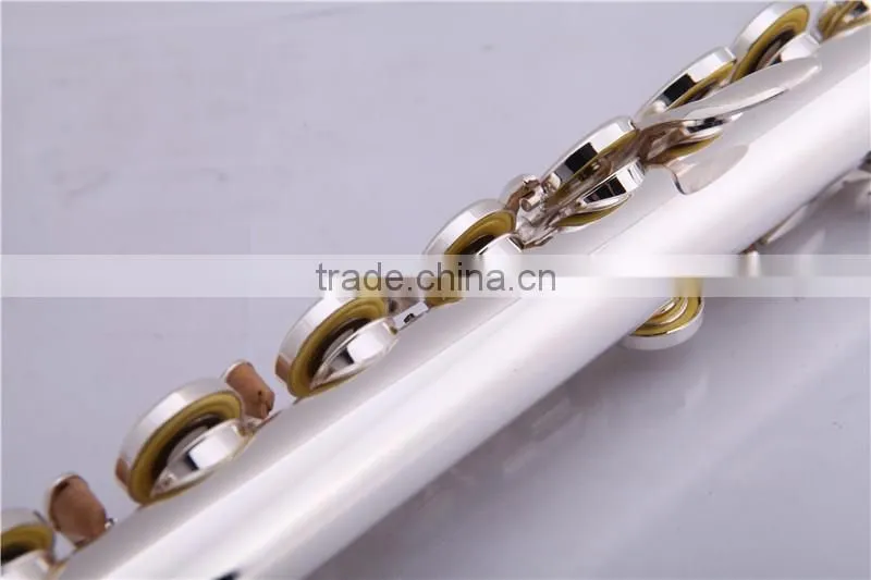 Musical instrument 17 open holes silver plated flute with Split E mechanism offset-G keys and B foot