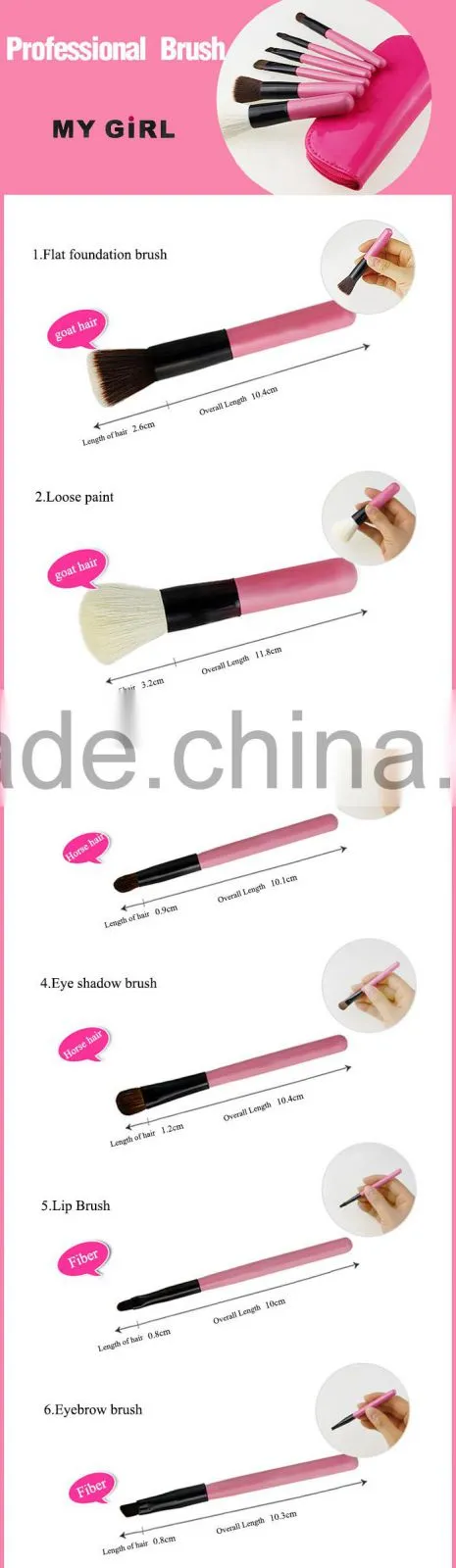 MY GIRL private label makeup brush / 2016 high quality foundation makeup private label makeup brush with handle
