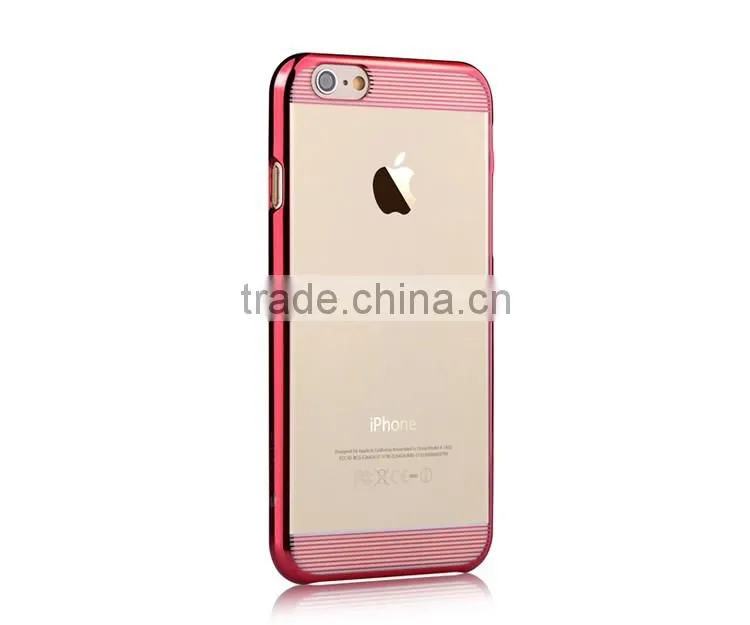 With Packing Smartphone Hard Case Clear for iPhone 6, Electroplating with Laser Cutting PC Case Cover for iPhone 6s