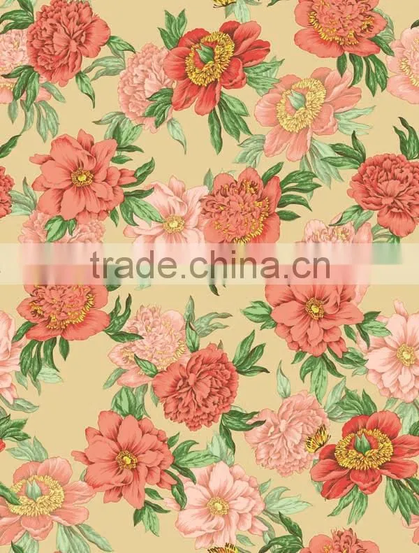 2015 Newest printed floral design pvcplastic table cover with lace/waved/straight edge