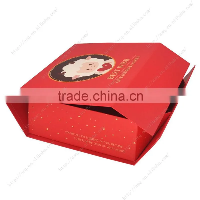 chinese red foldable magnetic closure gift paper box