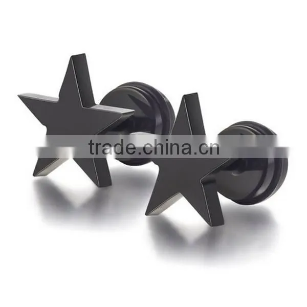 black five-pointed star stainless steel earrings jewelry