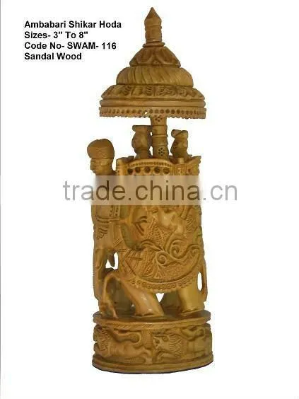 sandalwood carved shikar hoda ambabari elephant