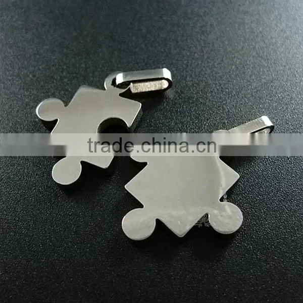 18*23mm/22*23mm 316L Stainless steel lovers' puzzle couple pieces charm for custom name words engraving laser DIY charm 1820278