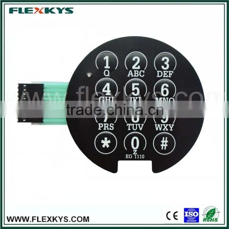 Embossing key 2.54mm female connector poly dome tactile feedback membrane keyboard
