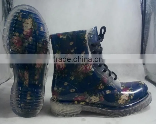 Womens Fashion Waterproof PVC Martens Boots