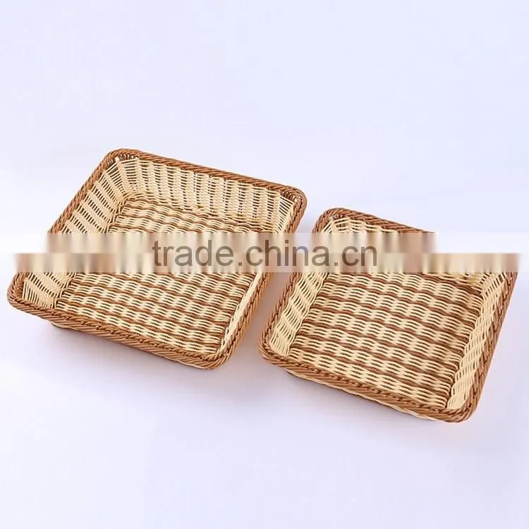 Cheap wholesale eco-friendly plastic wicker woven home or resturant food tray vegetable plant tray
