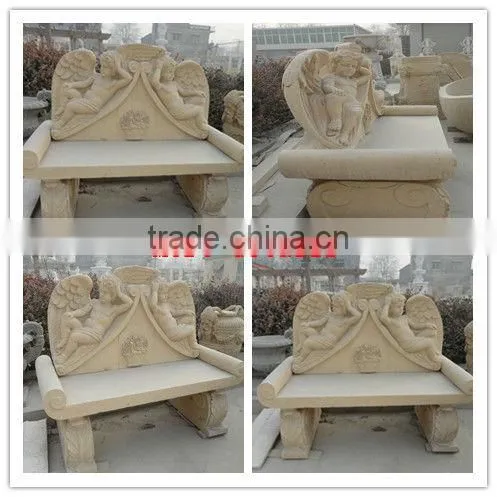 Yellow Marble Bench With Angel Statue