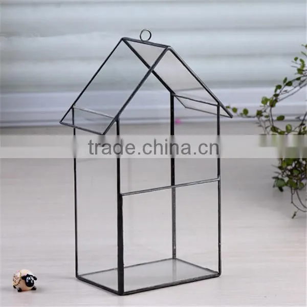 Micro landscape accessories house shape geometric glass containers