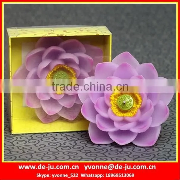 False Blossom Yellow Pistil Lotus Flower Shape Candle