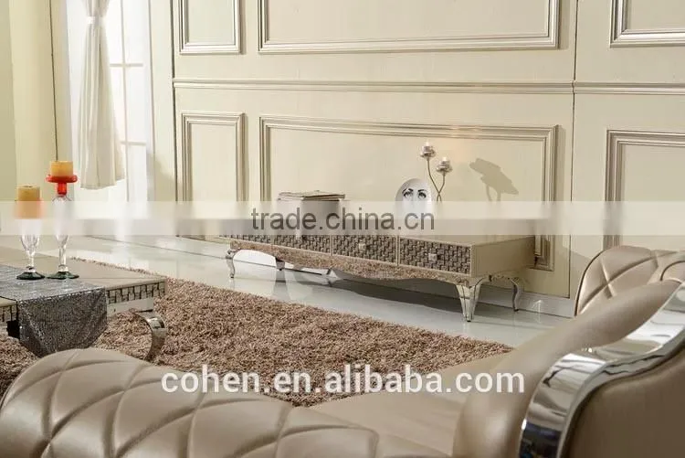 2016 Latest luxury mosaic decoration lcd tv stand modern/used tv stand/modern tv stand cabinet for stainless steel furniture