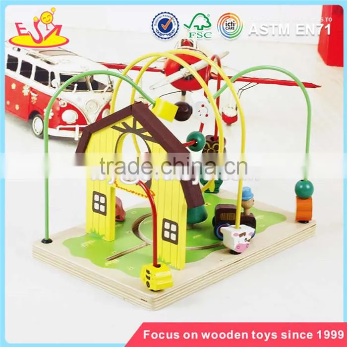 Wholesale new fashion wooden around beads toy beautiful wooden around beads toy W11B053