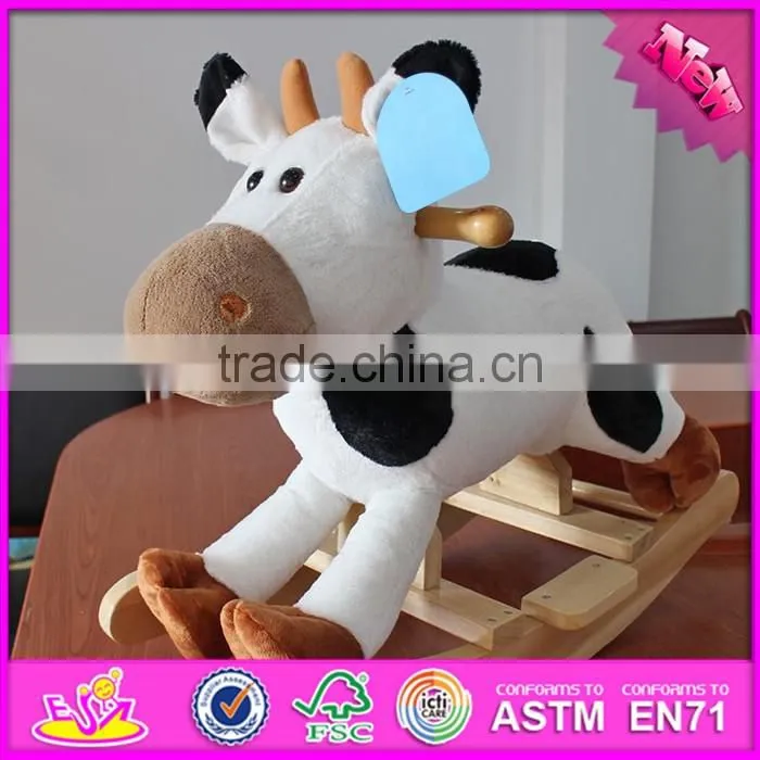 2017 New products baby funny animal sound wooden rocking horse dog W16D104
