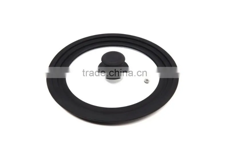 The Large Universal Pot Pan Lid Tempered Glass Cover with Silicone Rim