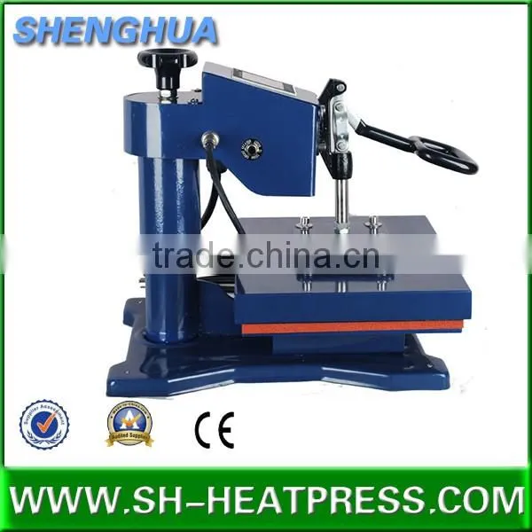 2016 Shenghua hot selling cheap swing heat press transfer machine with mini size 15*15cm, 23*30cm, 30*30cm