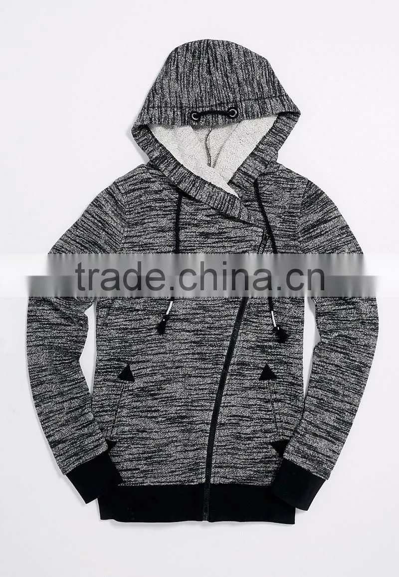 asymmetrical zipper up ladies hooded cardigan knitting pattern