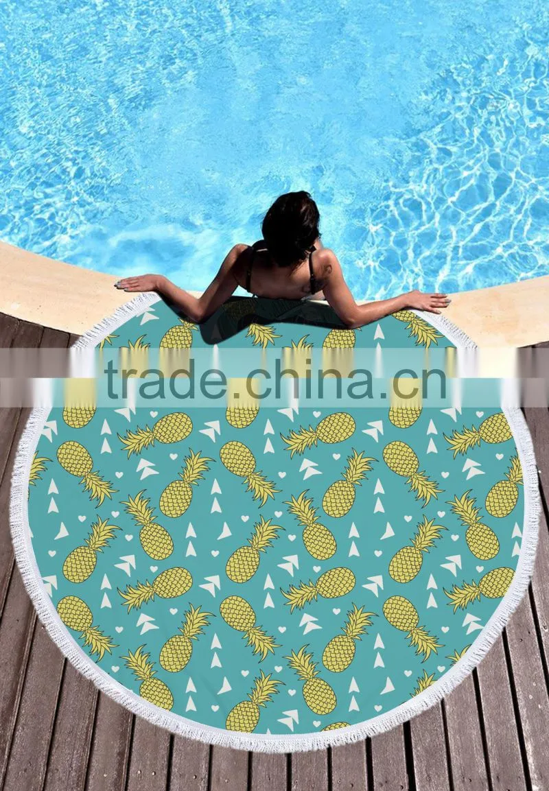 custom printed good quality round towel printed Many color round beach towel