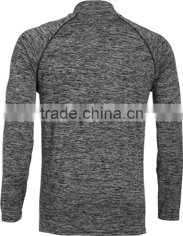 Space Dye Dark Grey Sports T-Shirt Fashion Design Mens 1/4 Zipper Pullover Hoodie Jacket Quick Dry Performance Long Sleeve Top