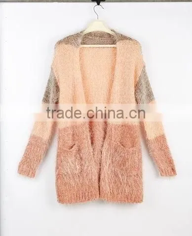 V neck men cardigan striped fashion mohair sweater
